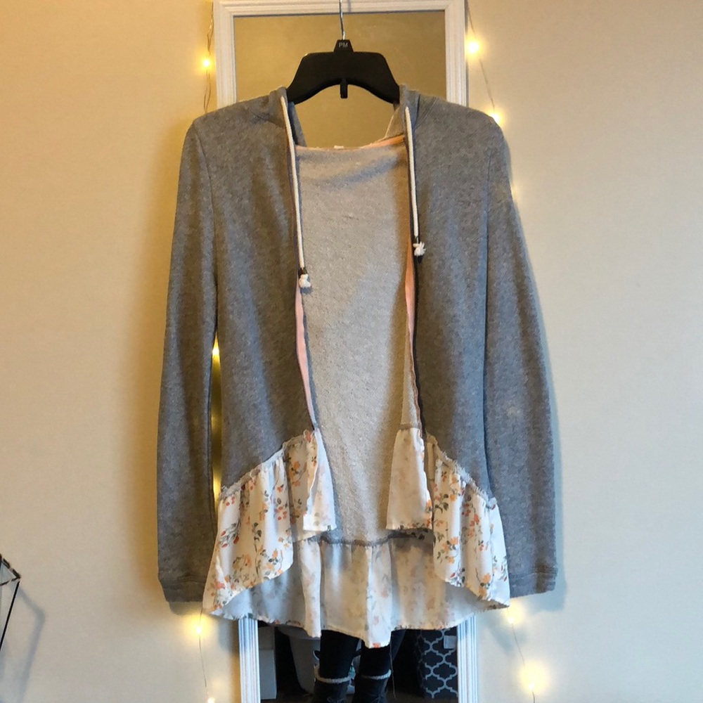 Hint Mint Grey Zip Up Sweatshirt